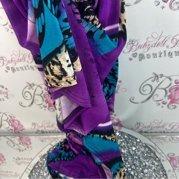 Dress butterfly wings 🪽 cheetah animal print purple blue black long dress - Picture 9 of 13